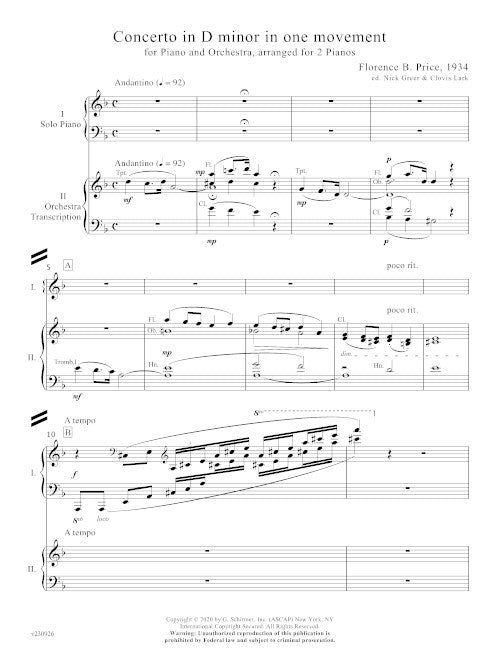 Piano Concerto in One Movement (2-piano reduction)