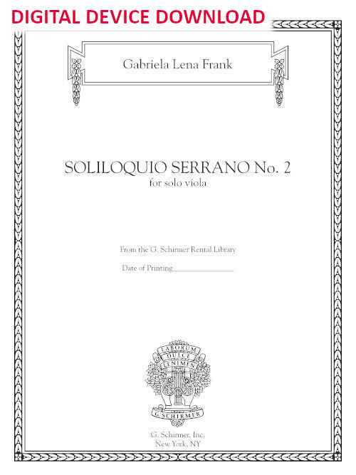 Soliloquio Serrano No. 2 (for viola) - Digital (Not Printable)