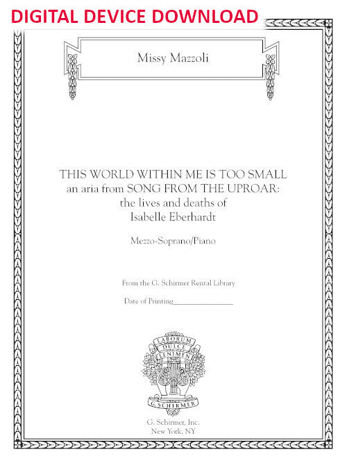 This World Within Me is Too Small (from Song from the Uproar) - Digital (Not Printable)