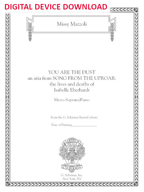 You Are the Dust (from Song from the Uproar, for mezzo and piano) - Digital (Not Printable)