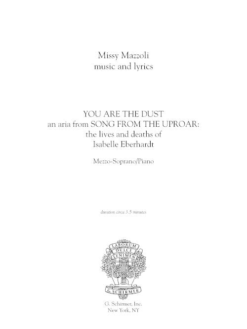 You Are the Dust (from Song from the Uproar, for mezzo and piano) - Digital (Not Printable)