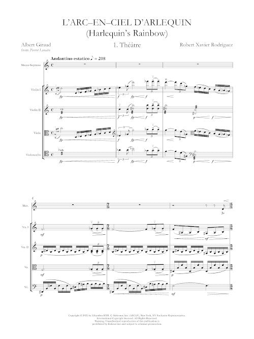 Harlequin’s Rainbow (L’Arc-en-ciel d’Arlequin) for mezzo and string quartet