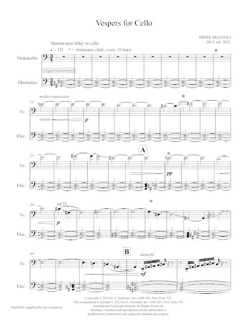 Vespers for Cello