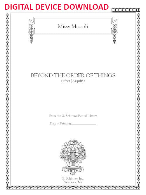 Beyond the Order of Things (after Josquin) for solo cello - Digital