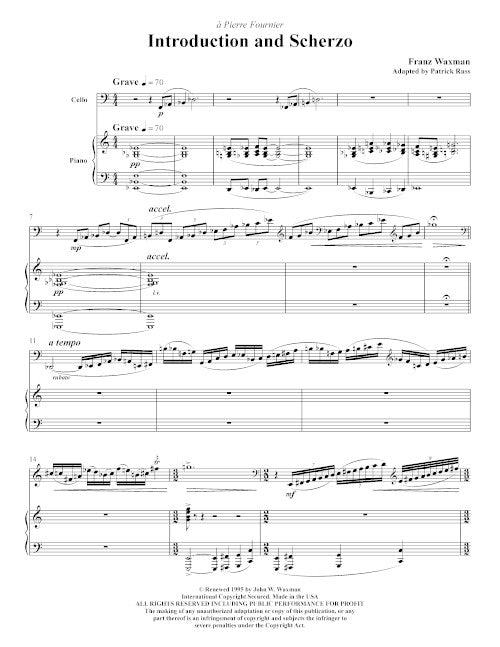 Introduction and Scherzo (for cello and piano) - Digital (Not Printable)