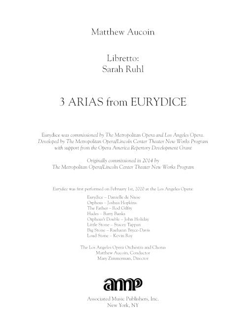 Three Arias from Eurydice - Digital