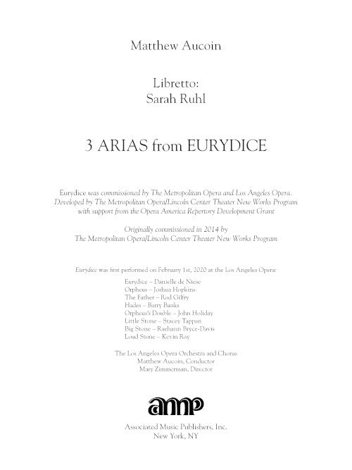 Three Arias from Eurydice - Digital (Not Printable)