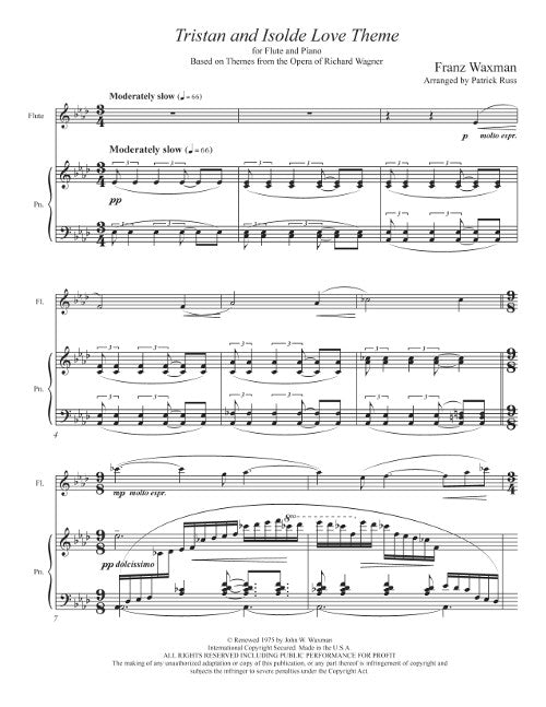 Tristan and Isolde: Love Music (for flute and piano) - Digital (Not Printable)