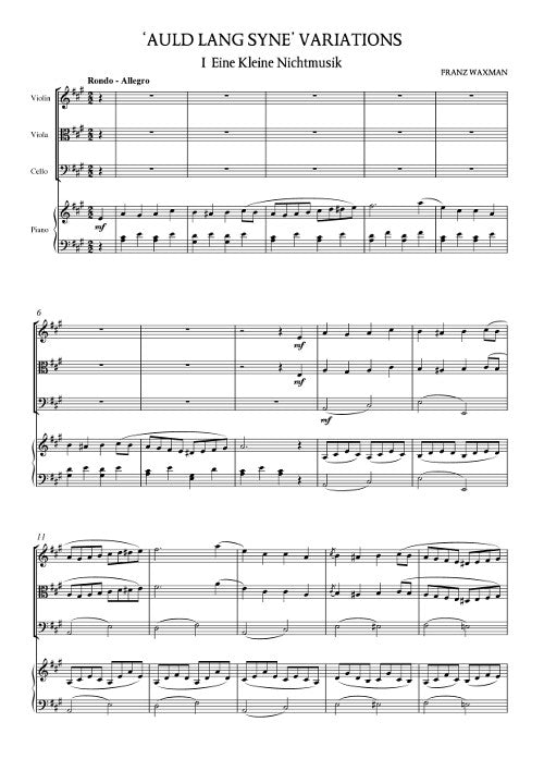 Auld Lang Syne Variations (for piano quartet)