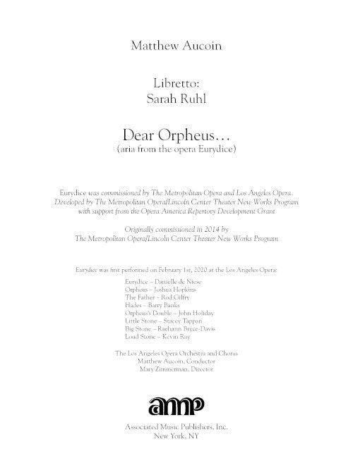 Dear Orpheus... (from Eurydice) - Digital (Not Printable)