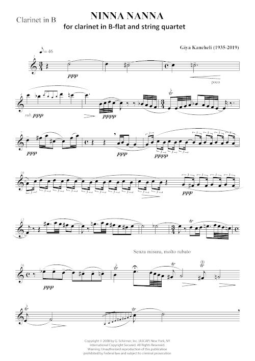 Ninna Nanna Per Anna (clarinet and string quartet)