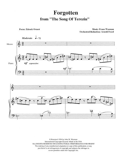 Forgotten, from The Song of Terezin