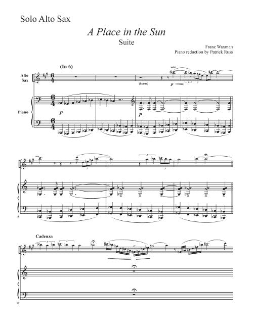 A Place in the Sun: Suite (for alto saxophone and piano)