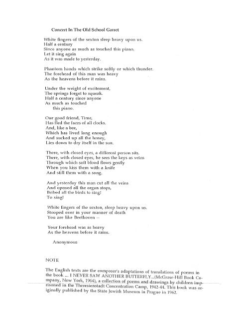 The Song of Terezin - Digital (Not Printable)