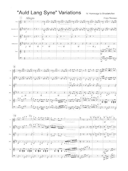 Auld Lang Syne Variations (for piano and winds)