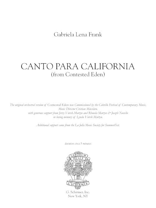 Canto para California (from Contested Eden)