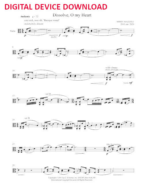 Dissolve, O My Heart (viola) - Digital (Not Printable)