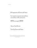 Six Fragments of Gertrude Stein for soprano and ensemble