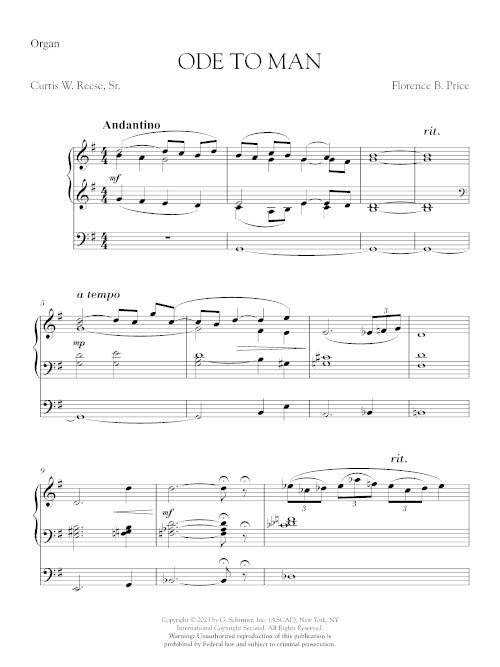 Ode to Man (SATB Chorus, Piano, and Organ)