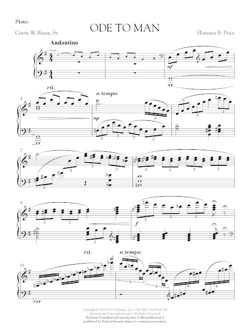 Ode to Man (SATB Chorus, Piano, and Organ)