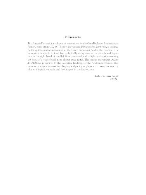 Two Andean Portraits for piano - Digital (Not Printable)