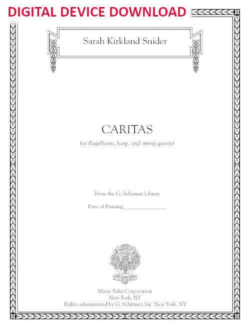 Caritas (for flugelhorn harp and string quartet) - Digital (Not Printable)