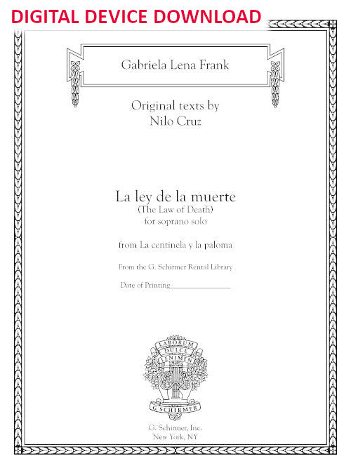 La ley de la muerte (The Law of Death) for soprano - Digital (Not Printable)