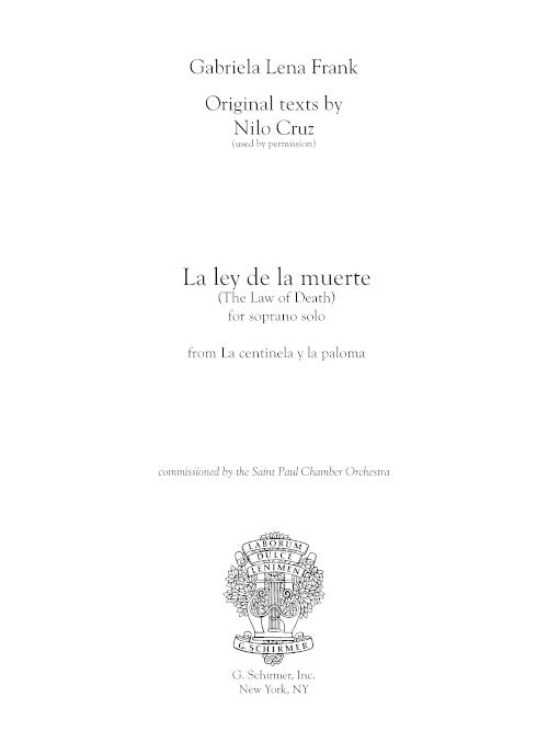 La ley de la muerte (The Law of Death) for soprano - Digital (Not Printable)