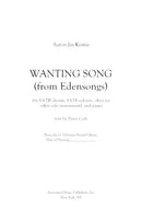 Wanting Song (from Edensongs) for soloists, chorus, oboe, piano