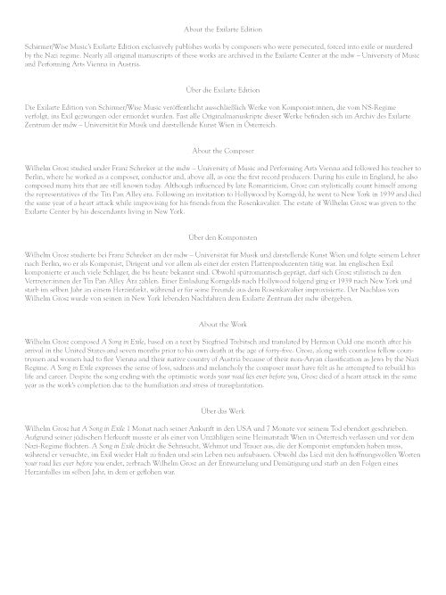 A Song in Exile (for voice and piano) - Digital (Not Printable)