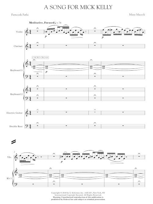 A Song for Mick Kelly for voice and ensemble