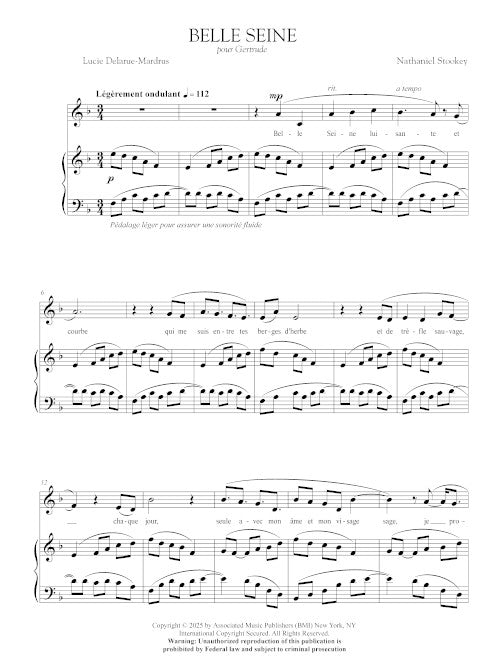 Belle Seine (for soprano and piano) - Digital (Not Printable)