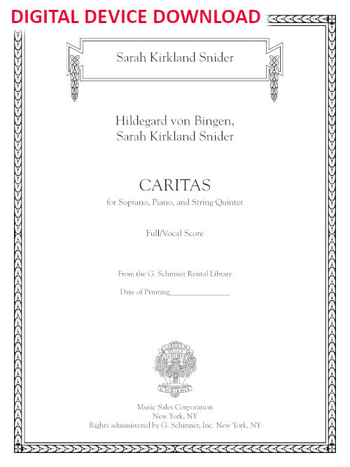 Caritas (for soprano, piano, and string quintet) - Digital (Not Printable)