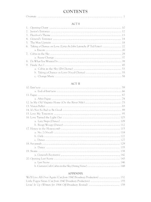 Cabin in the Sky vocal score
