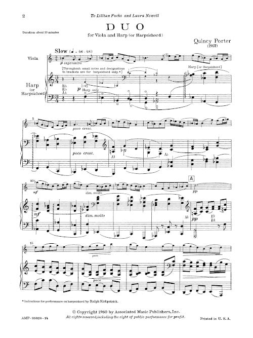 Duo for Viola and Harp (or Harpsichord)
