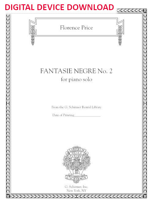 Fantasie nègre No. 2 in G Minor - Digital (Not Printable)