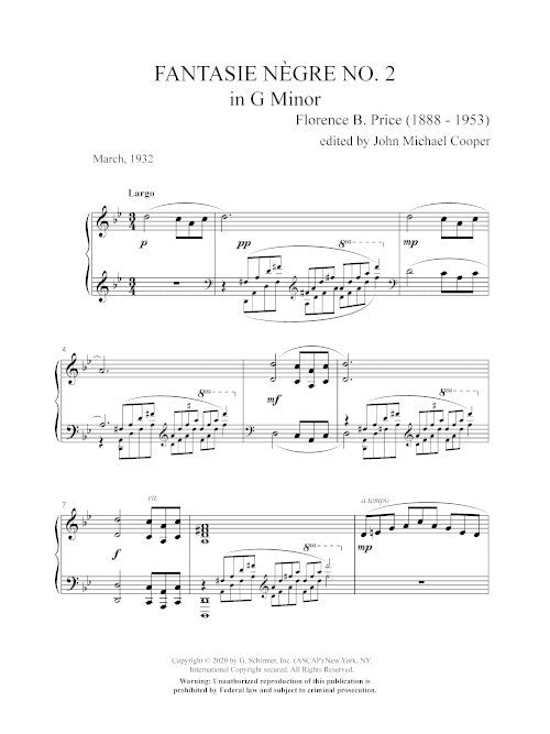 Fantasie nègre No. 2 in G Minor - Digital (Not Printable)