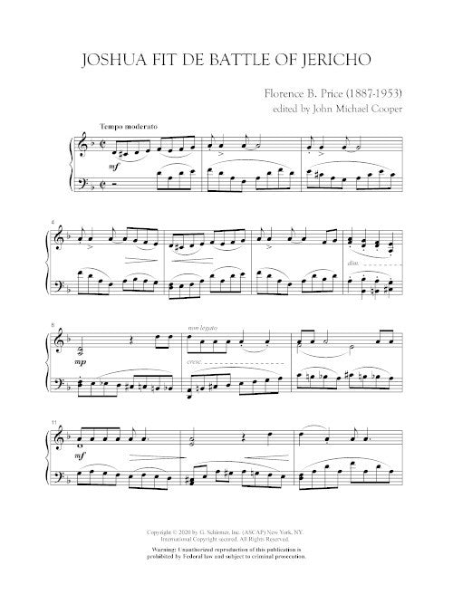 Joshua Fit de Battle of Jericho for piano - Digital (Not Printable)