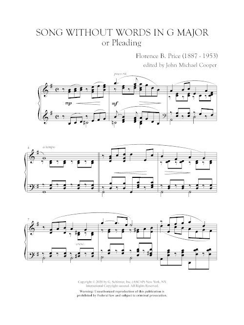 Song Without Words in G Major (Pleading) - Digital (Not Printable)