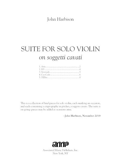 Suite for Solo Violin, on soggetti cavati