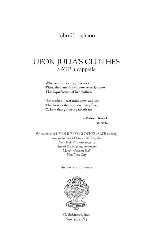 Upon Julia's Clothes (SATB Version)