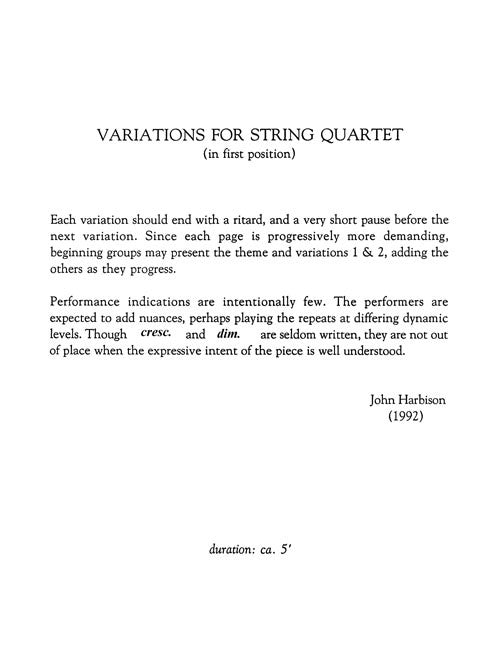 Variations for String Quartet (in First Position)