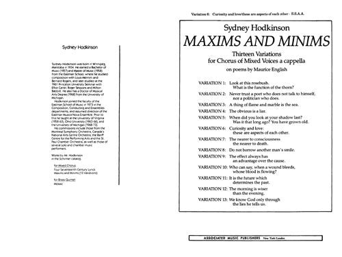 Maxims and Minims, variation 6: Curiosity and love, these are aspects of each other