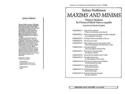 Maxims and Minims, variation 11: Is it the future which determines the past?