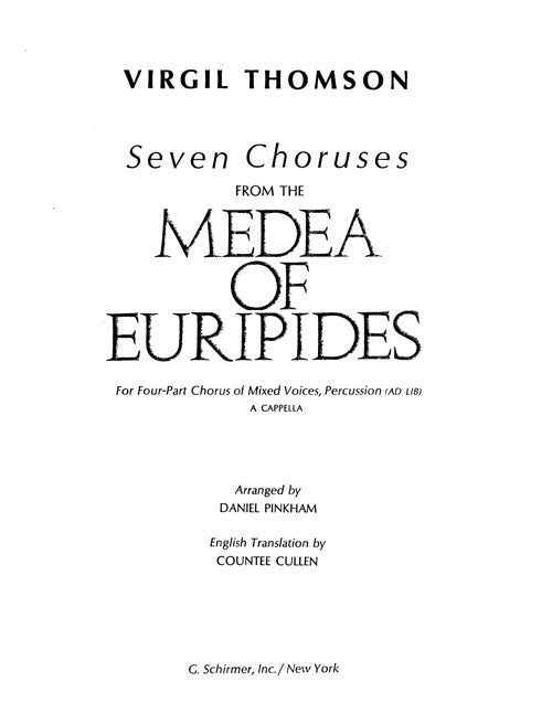 Seven Choruses from the Medea of Euripides