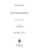 One Sweet Morning, for Female Voice and Piano
