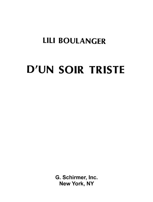 D’un Soir Triste