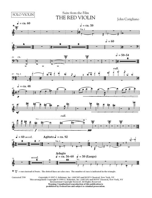 Suite from 'The Red Violin' - solo part (violin)