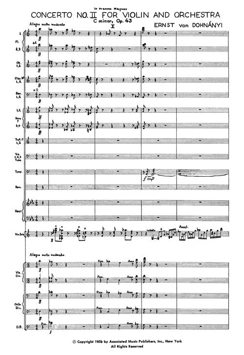 Concerto No. 2  for Violin & Orchestra, Op. 43 - full score