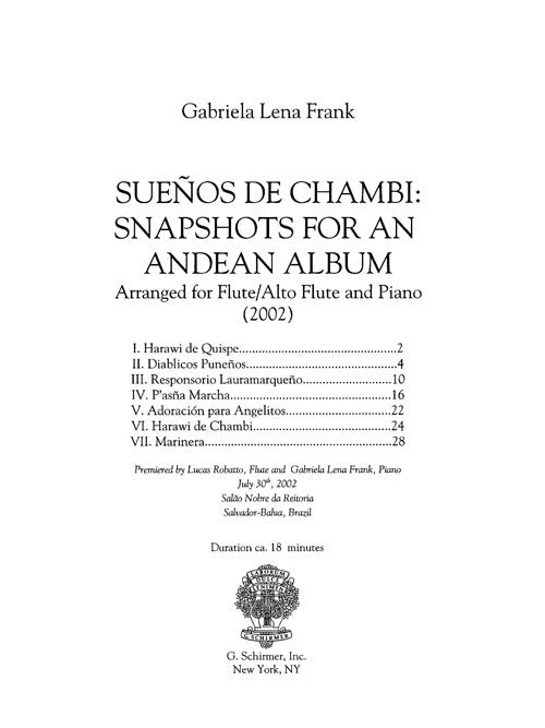 Sueños de Chambi: Snapshots for an Andean Album (flute version)